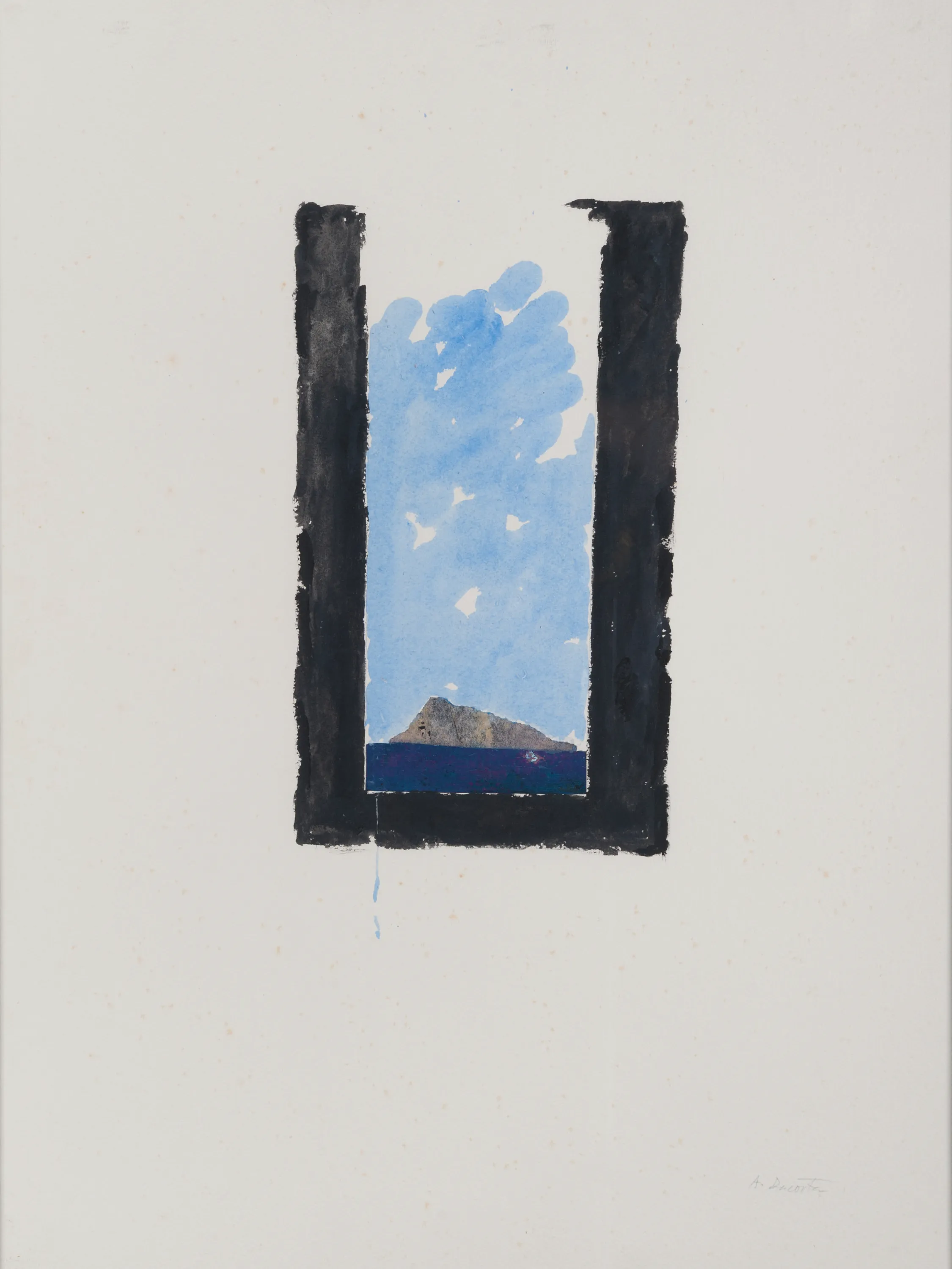 António Dacosta, Island, 1979, acrylic and collage on paper